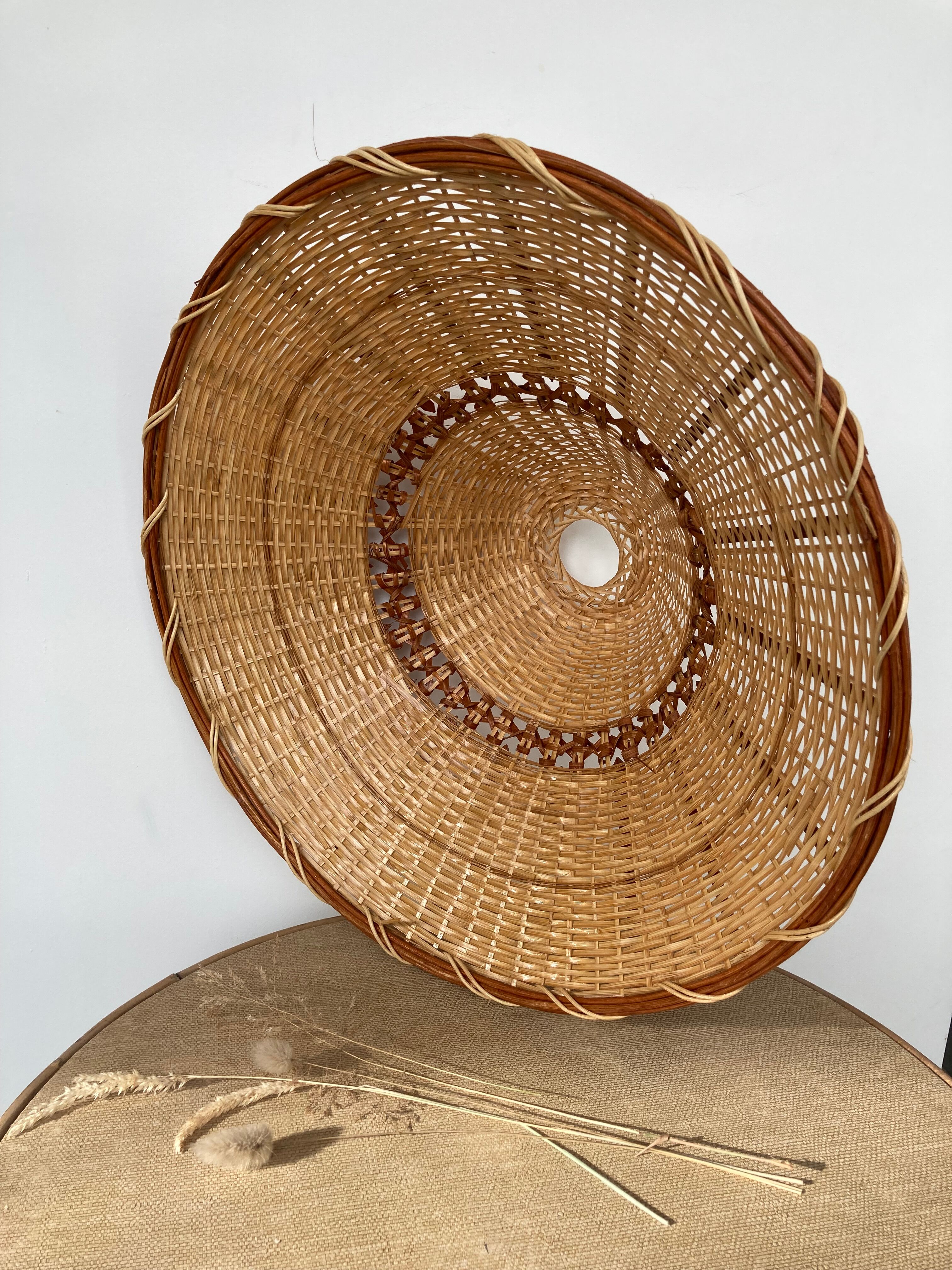 Suspension lampshade rattan and wicker