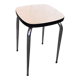 Tabouret formica blanc pieds compas metal chromé vintage