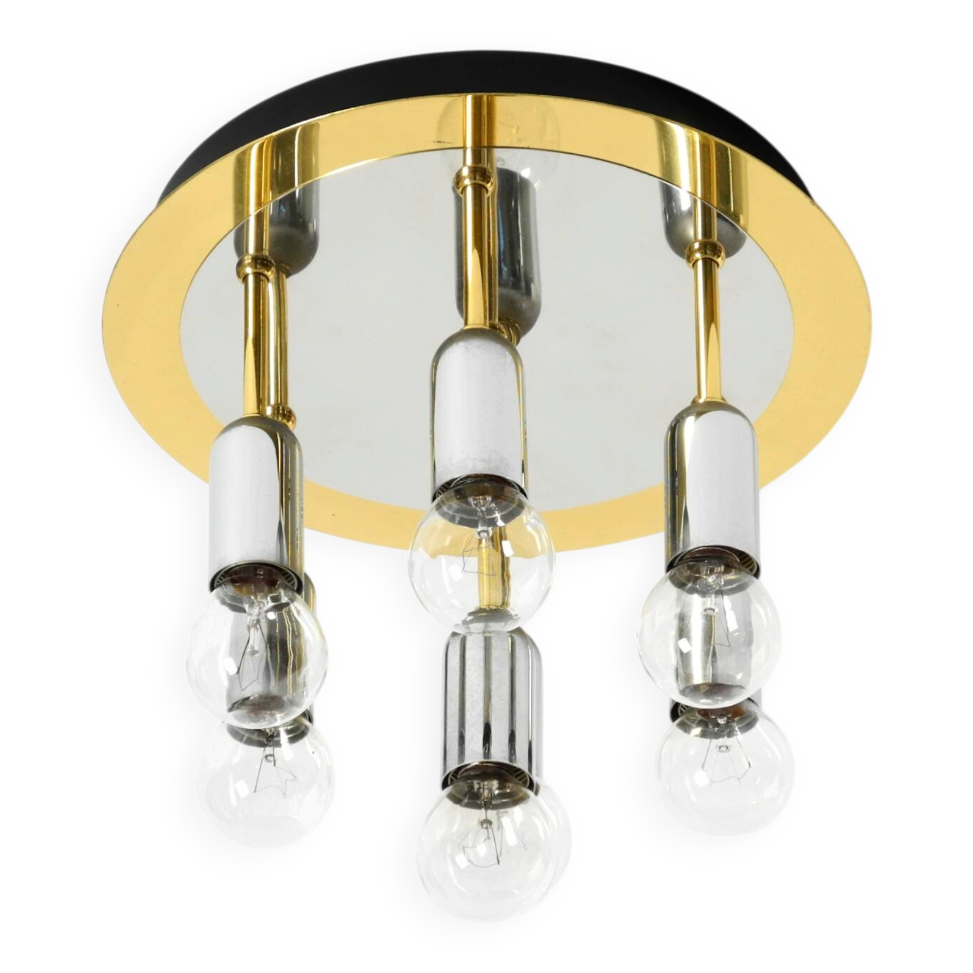 80s Post-Modern Ceiling Lamp by Schmidt Leuchtenfabrik, in brass and chrome