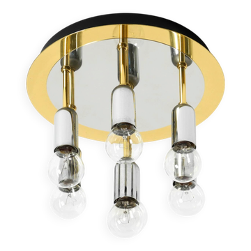 80s Post-Modern Ceiling Lamp by Schmidt Leuchtenfabrik, in brass and chrome
