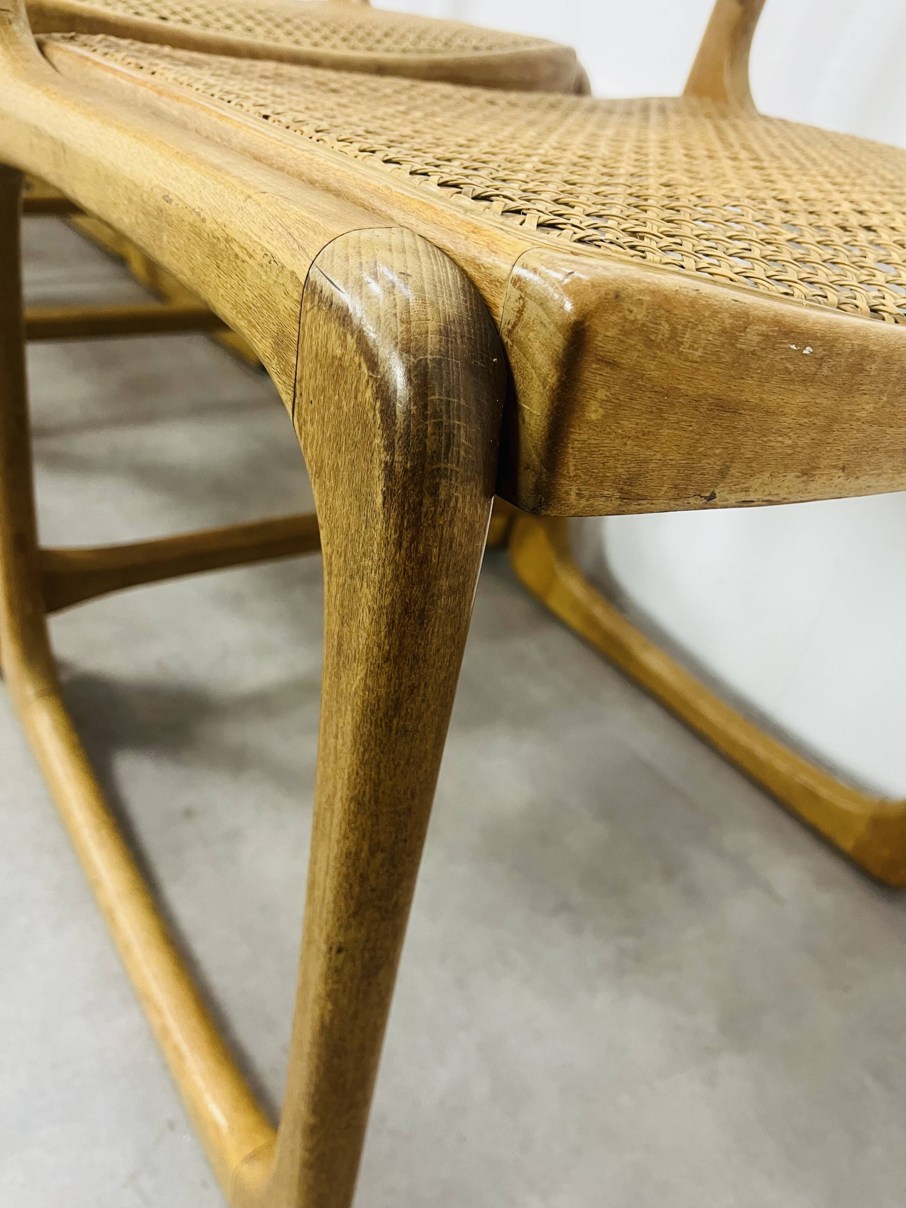 6 Baumann Bémol sled chairs in cane