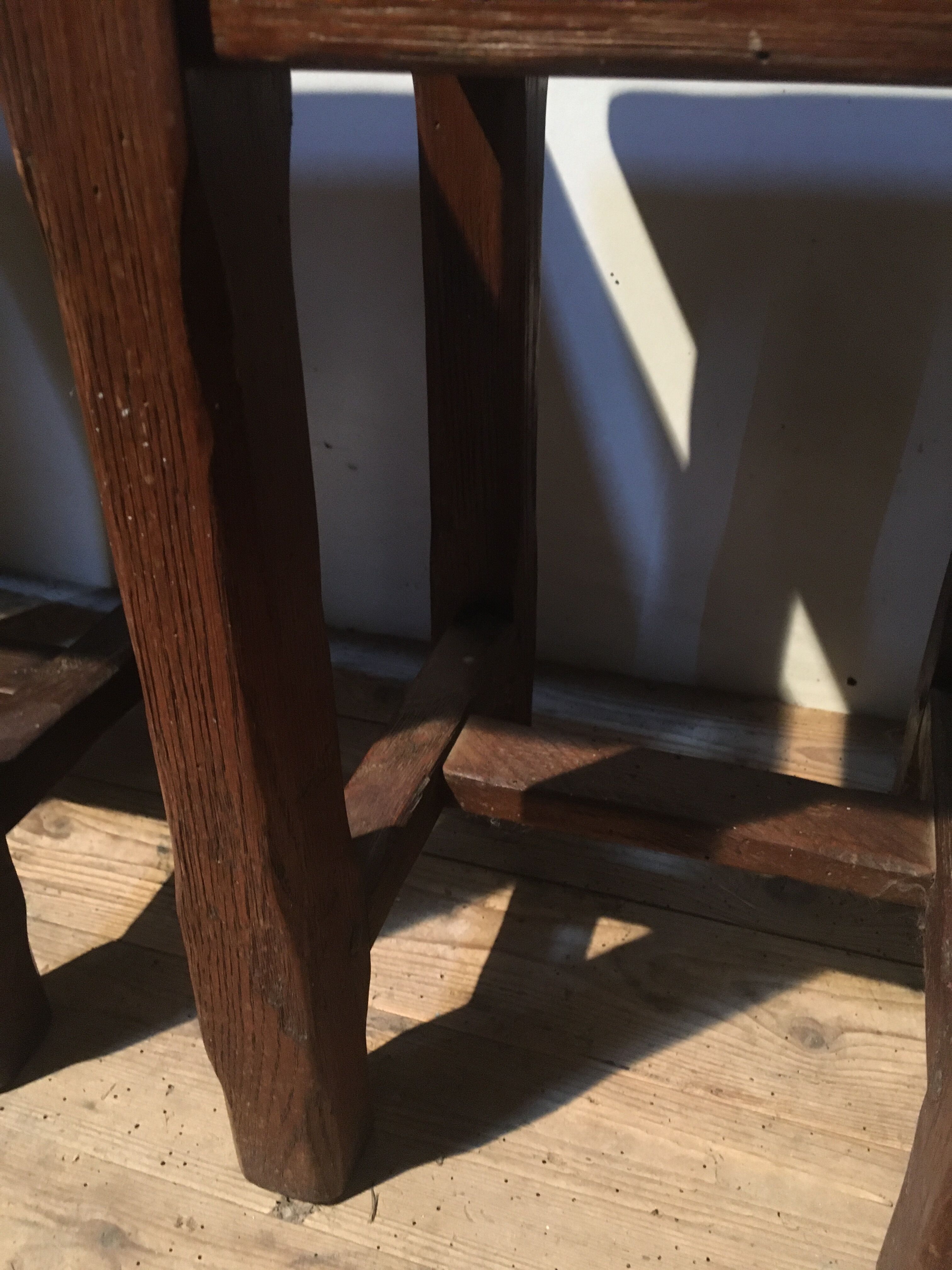 Low stools made of rustic oak