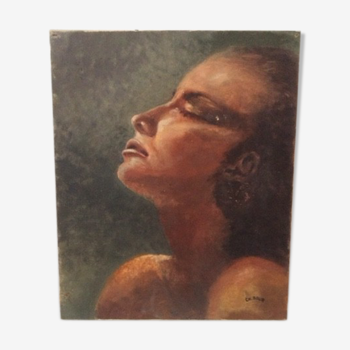 Portrait of a woman painting oil on canvas