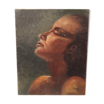 Portrait of a woman painting oil on canvas