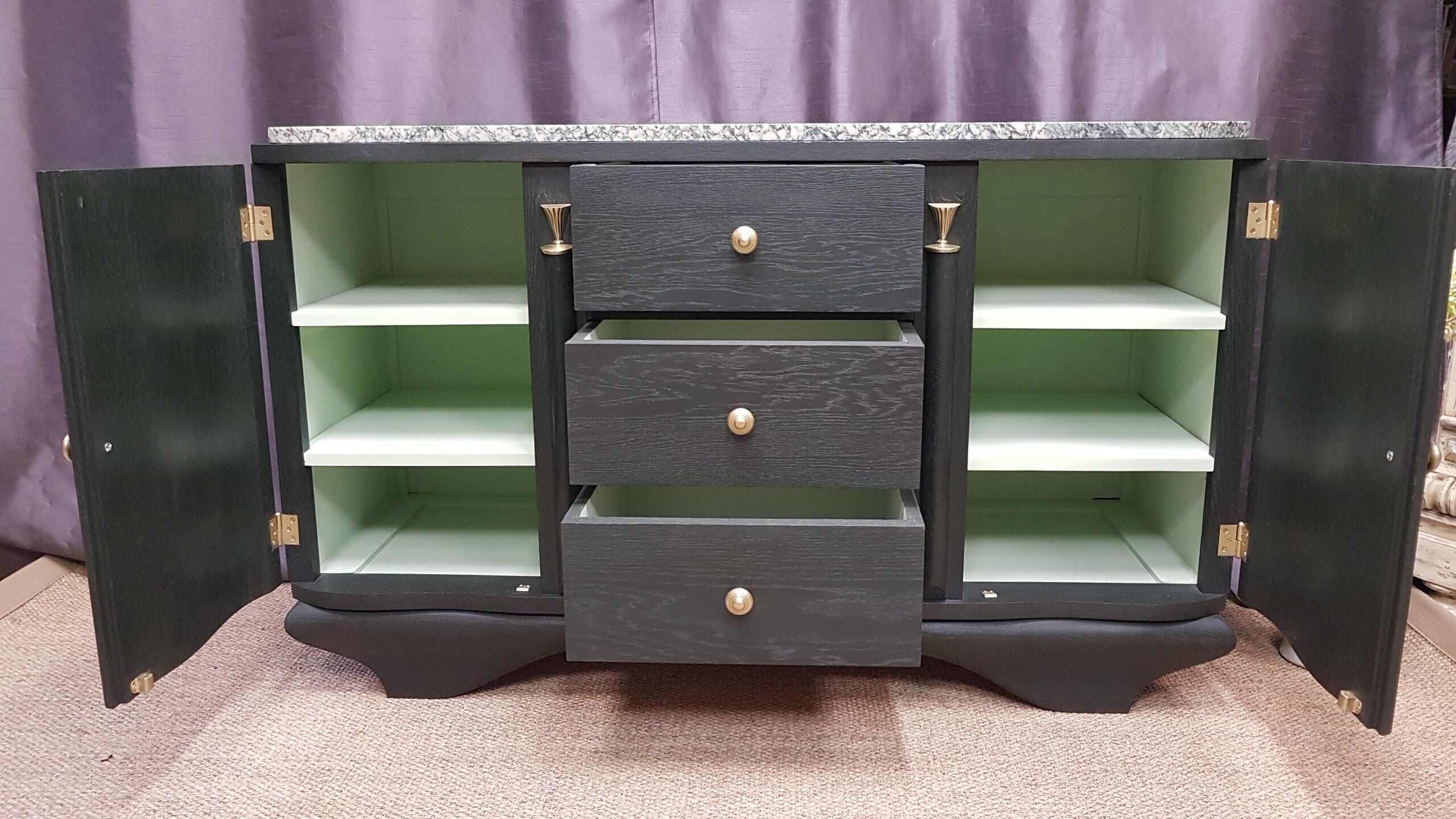 Old art deco chest of drawers restyled wagon green.