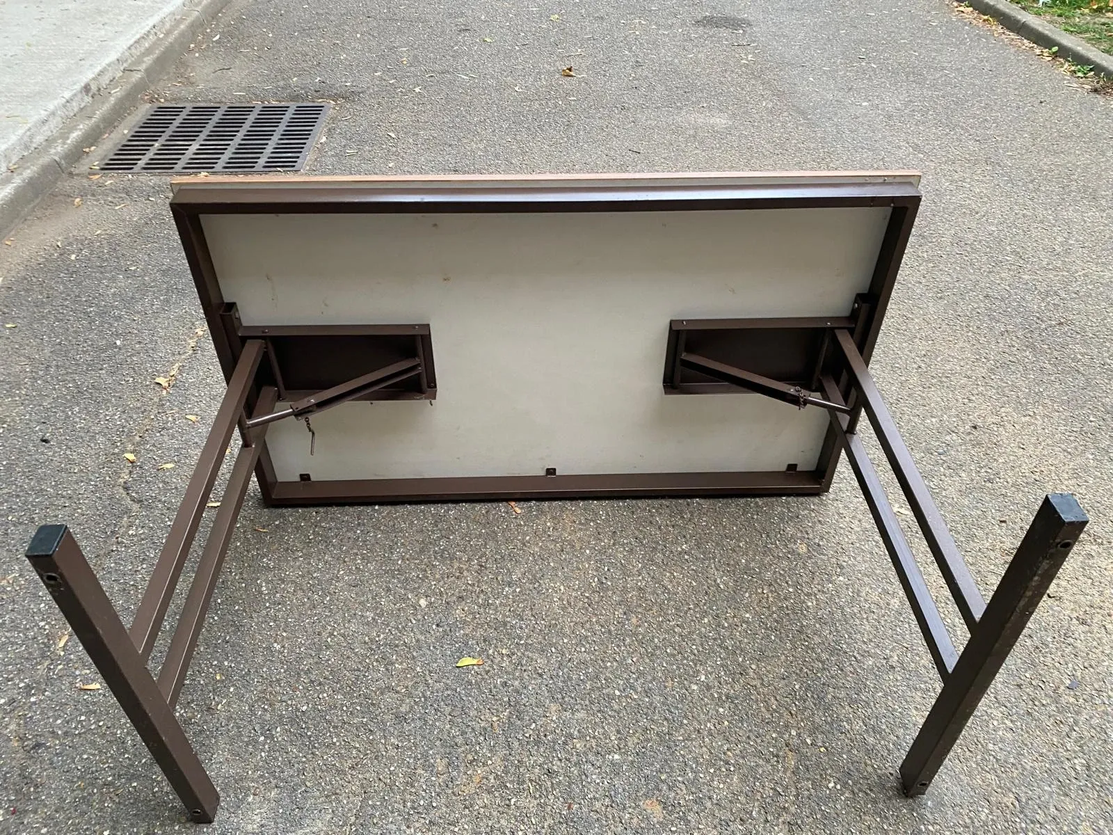 Mid-Century wooden and steel folding table brown 1970 120x70cm
