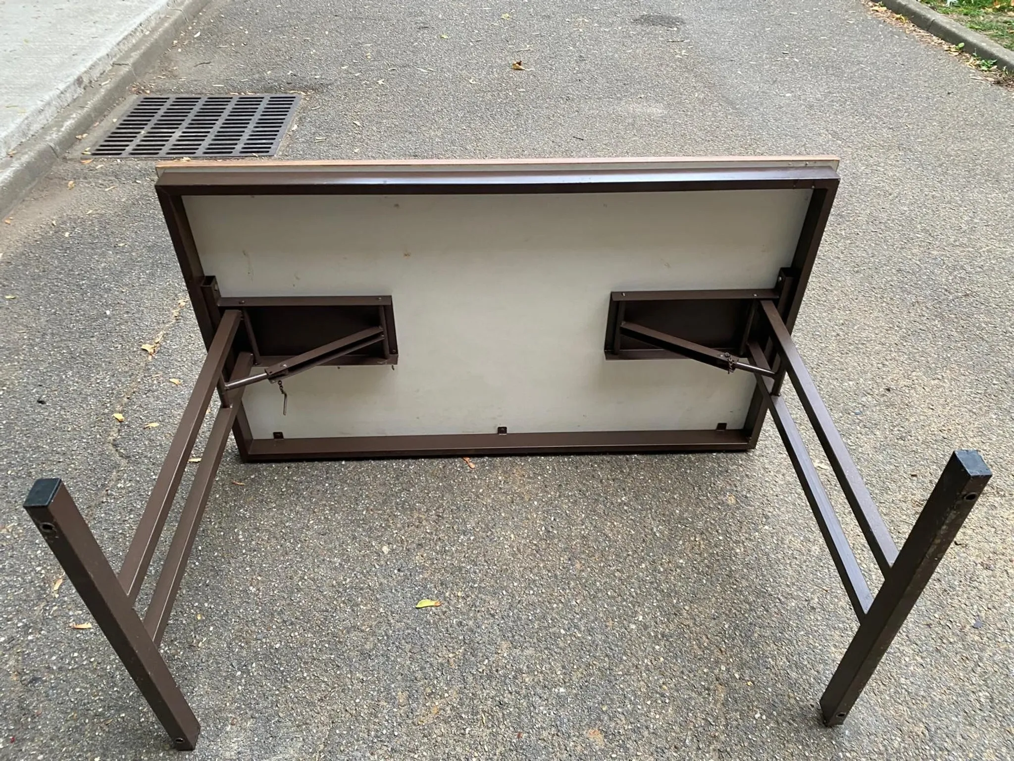 Mid-Century wooden and steel folding table brown 1970 120x70cm