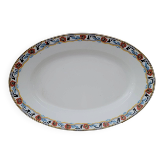 Large oval Art Deco platter MLV France 1930s