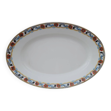 Large oval Art Deco platter MLV France 1930s