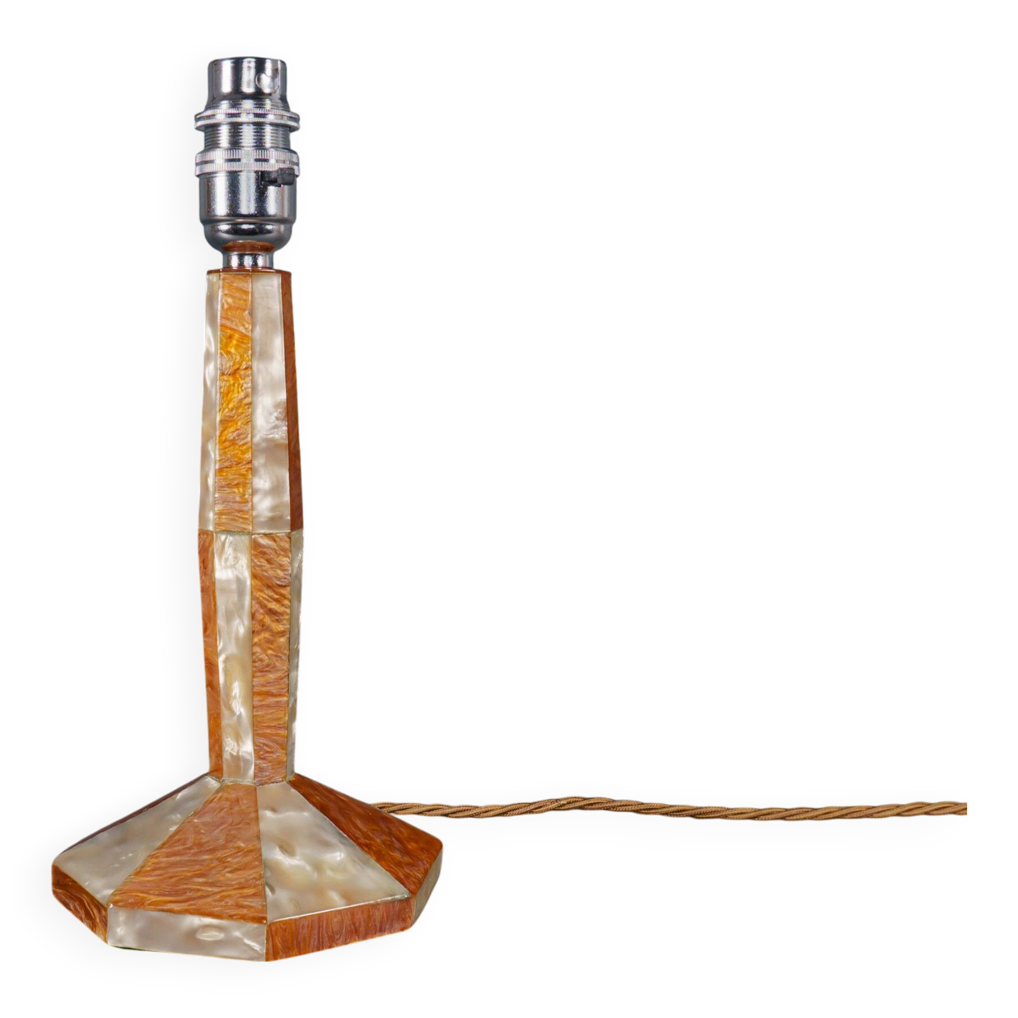 1920s Art Deco Celluloid Mother of Pearl & Tortoiseshell Table Lamp