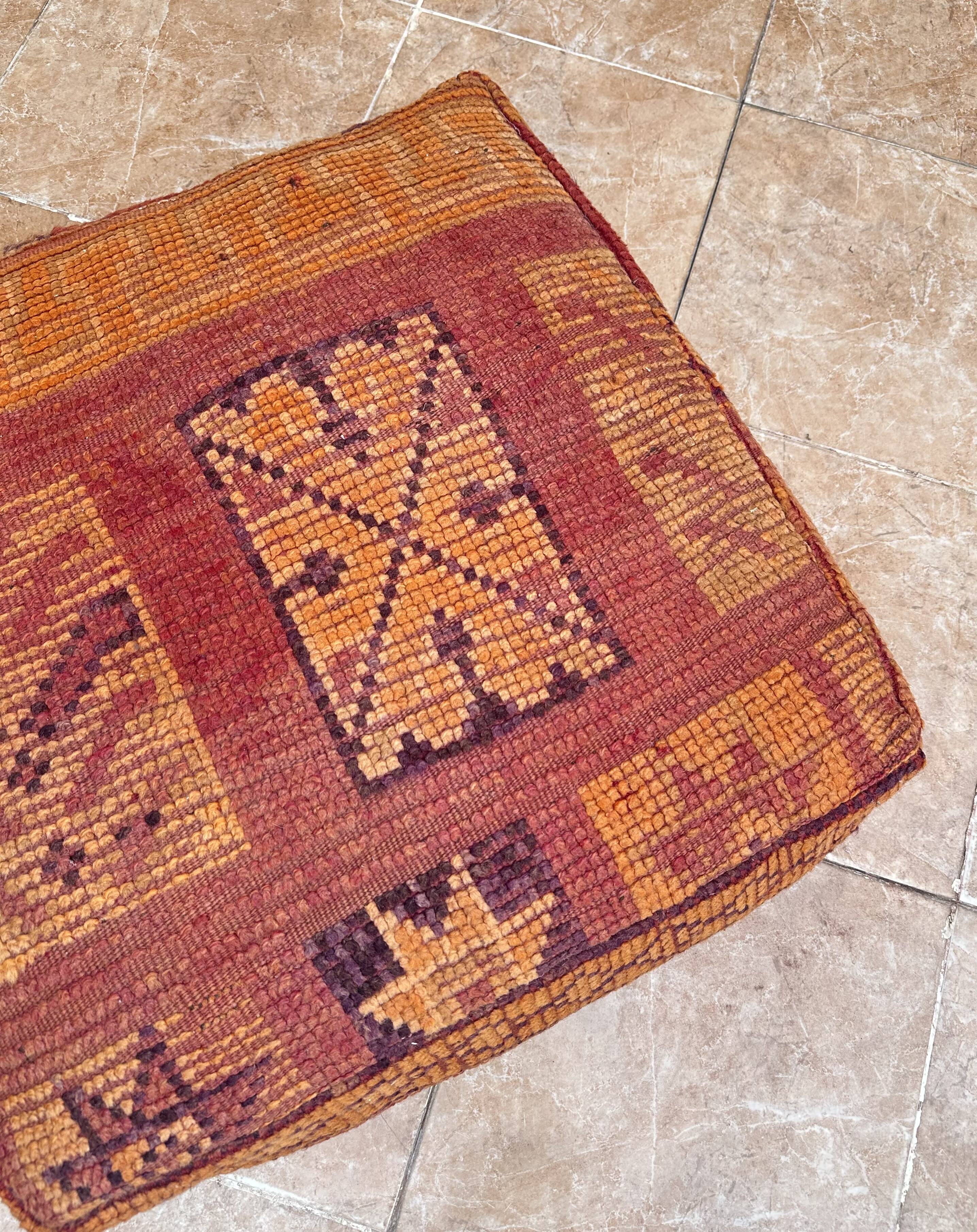 Handmade Berber Kilim pouf, floor cushion