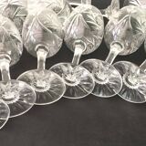 Set of 12 cut crystal wine glasses