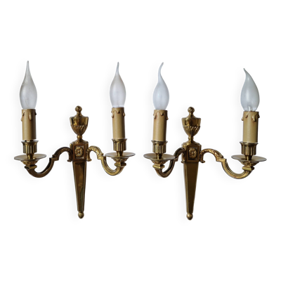 Paire d'applique laiton classiques électrifiées