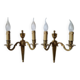 Pair of classic electrified brass wall lights