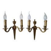 Pair of classic electrified brass wall lights