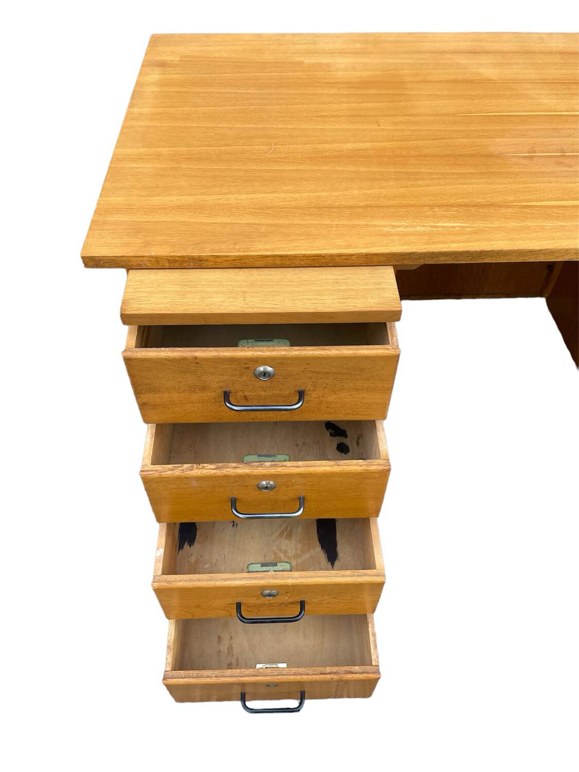 Vintage light oak executive desk