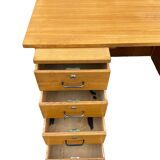 Vintage light oak executive desk