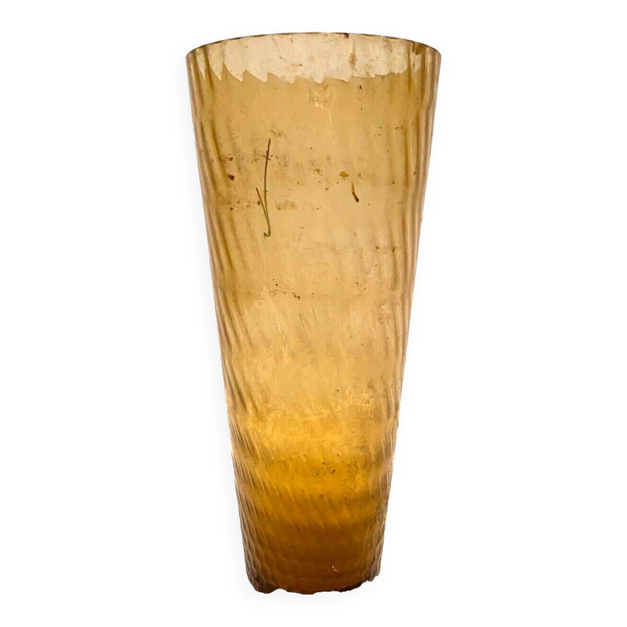 Large conical vase in opaque and wavy glass 20th century