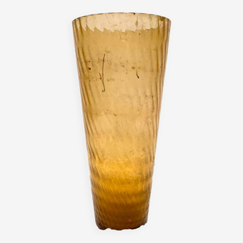 Large conical vase in opaque and wavy glass 20th century