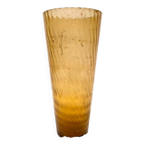 Large conical vase in opaque and wavy glass 20th century
