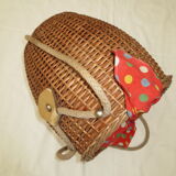 Vintage rattan basket for knitting and work