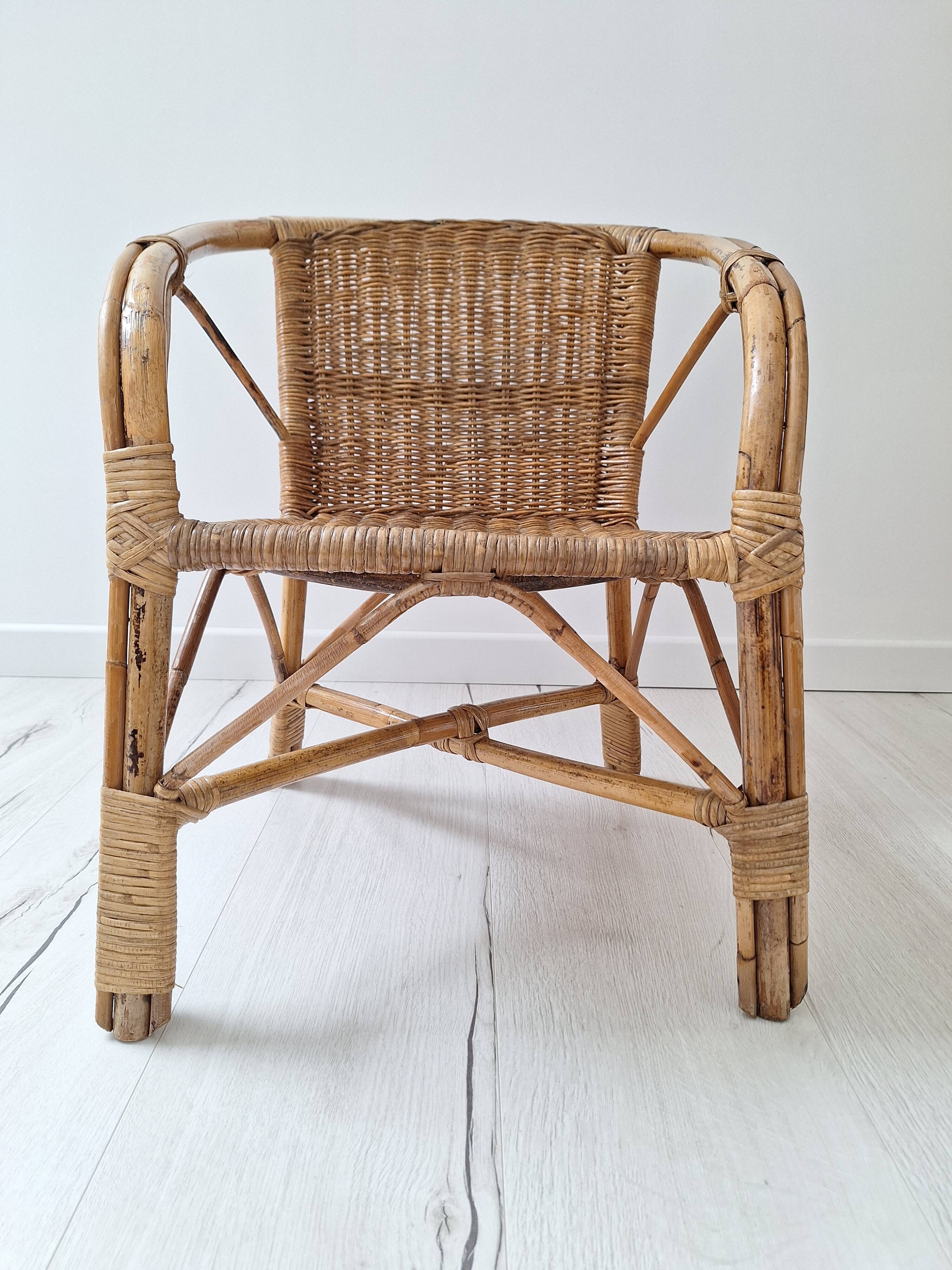 Vintage children's rattan chair