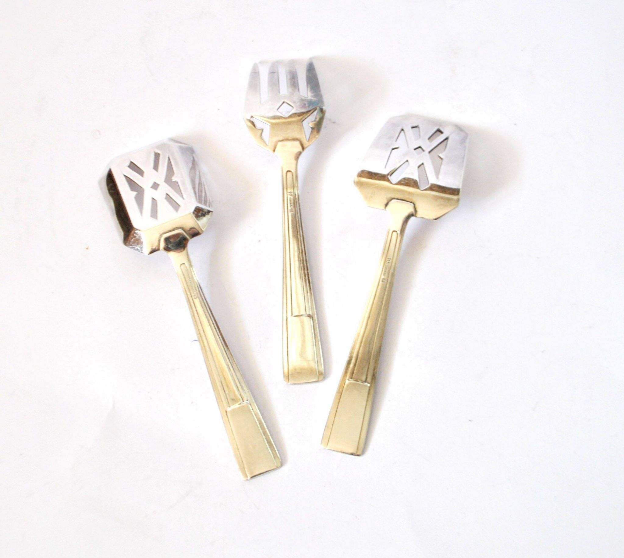 Lot de 3 couverts à mignardise dessert en argenterie moderniste 1950 RENEKA