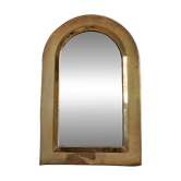 Polished brass arch wall mirror, Moroccan craftsmanship, large size 48x31 cm.