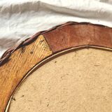 Vintage round woven rattan wall mirror