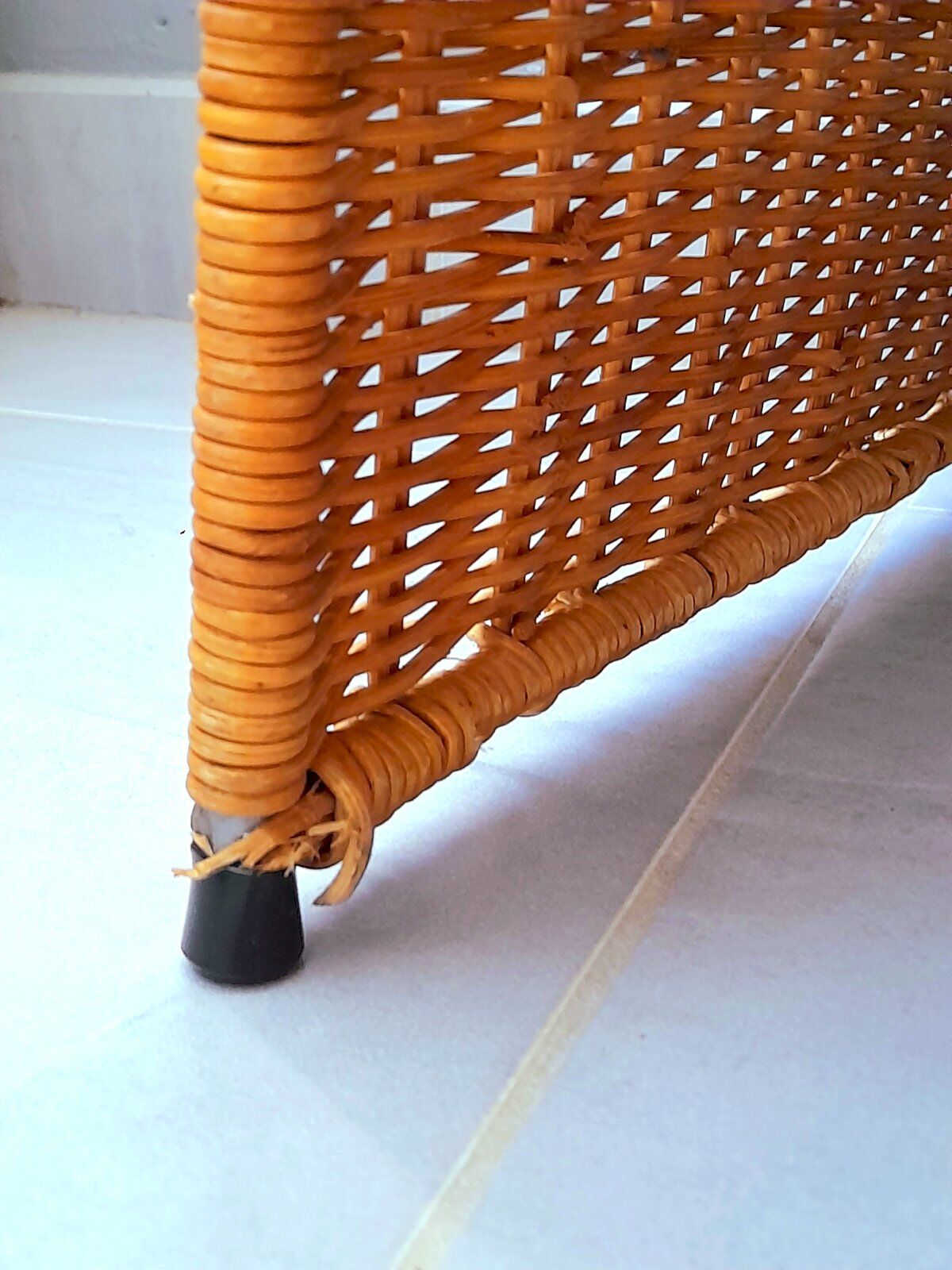 Wicker bedside table or side table from the 1960s.