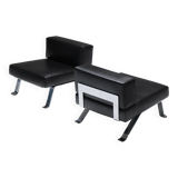 Black leather Ombra 512 lounge chairs by Charlotte Perriand for Cassina Italy