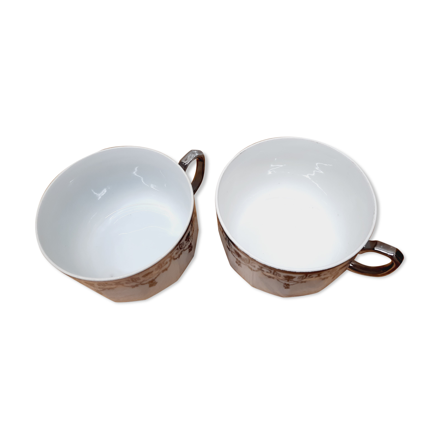 Pair of art deco lunch cups