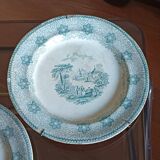 large 19th century earthenware dish and plates with Chinese decor