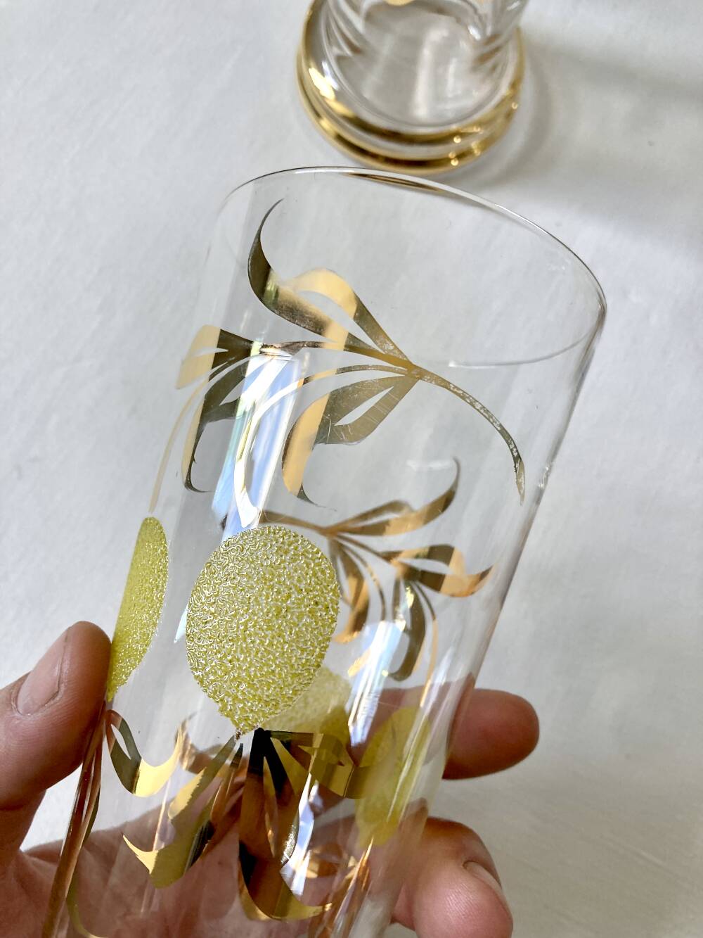 Lemonade service, lemon and golden foliage decor, France, 1960s-70s.