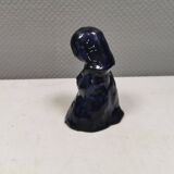 Figure de dame en faïence à glaçure bleue brillante