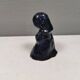 Lady figure in earthenware with shiny blue glaze