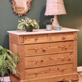 Antique chest of drawers in pitch pine, circa 1900