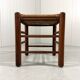 Tabouret en chêne avec assise en paille des années 1950-60.