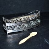 Empire salt shaker in silver metal ALPACA Saleron Napoléon III shuttle laurel frieze