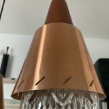 Scandinavian Boomerang chandelier from the 60s in teak, metal and glass