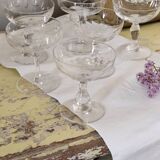 Set of 6 mismatched old crystal champagne glasses