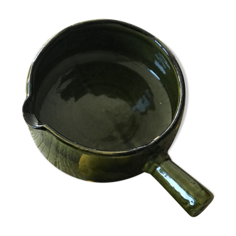 Khaki green glazed terracotta dish
