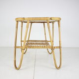 Table basse en rotin du milieu du siècle, années 1960.