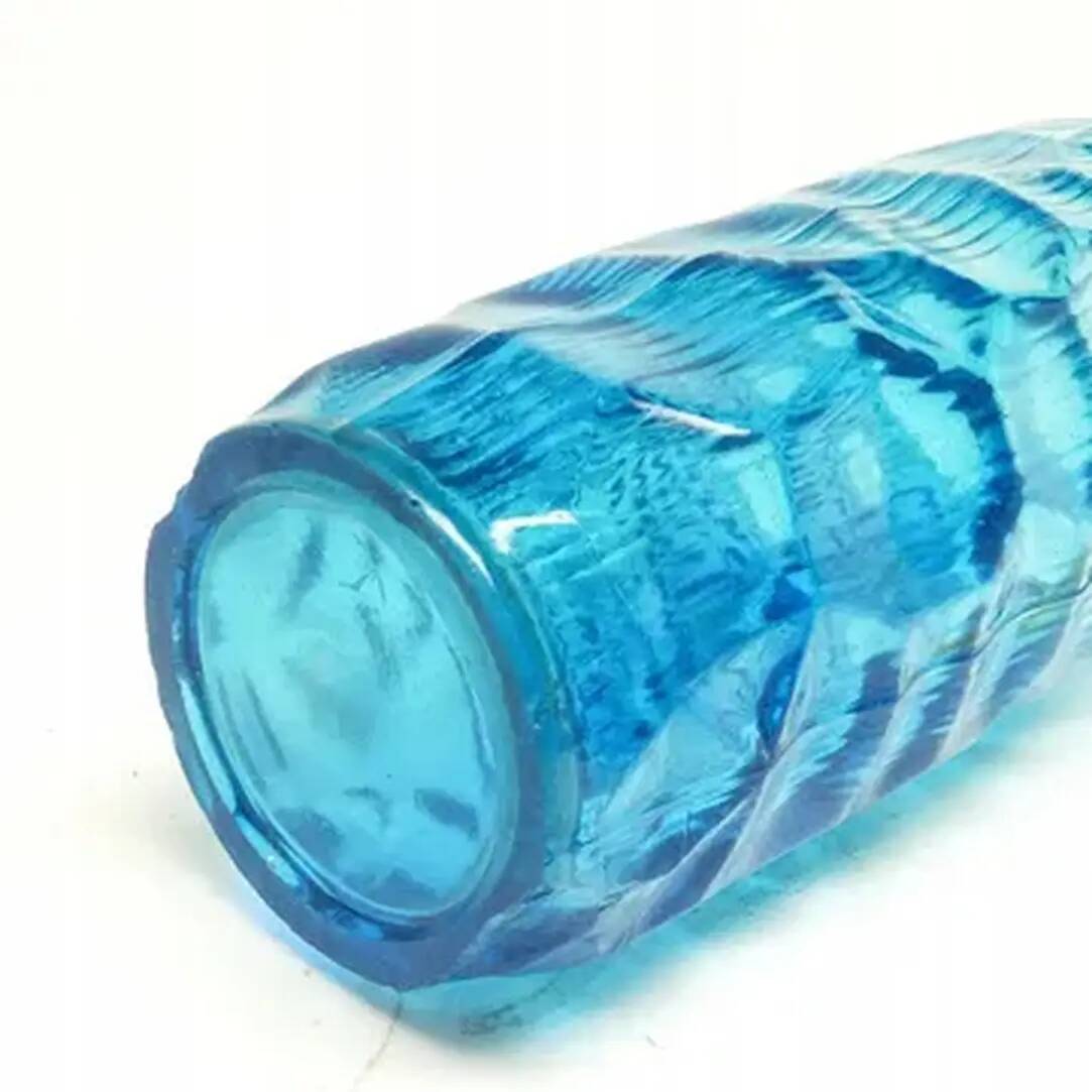 Okulus vase, mid-century modern, transparent glass, Ząbkowice, Poland, 1970s