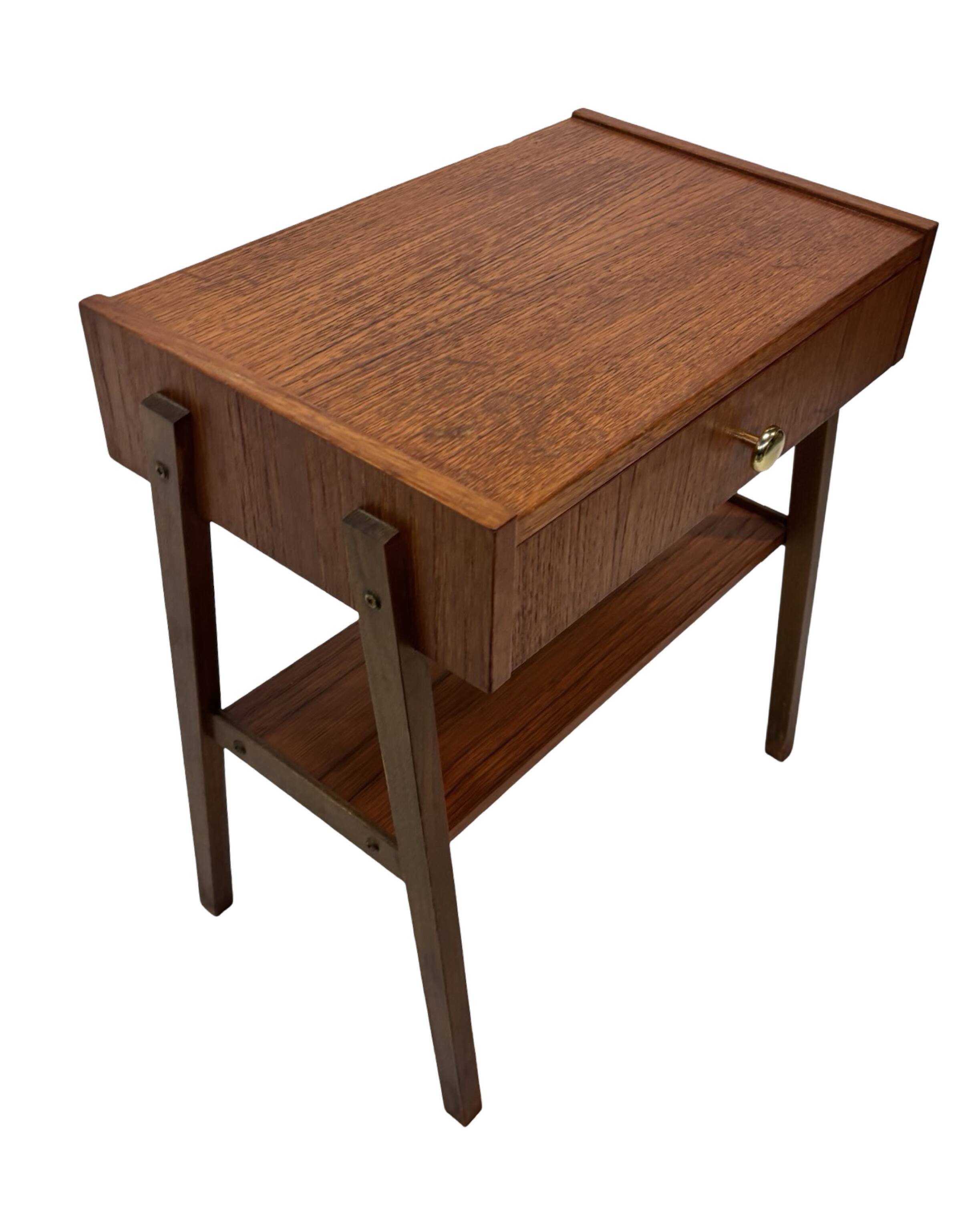 Vintage Compact Cabinet Bedside Table Teak Veneer 1960s