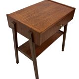 Vintage Compact Cabinet Bedside Table Teak Veneer 1960s