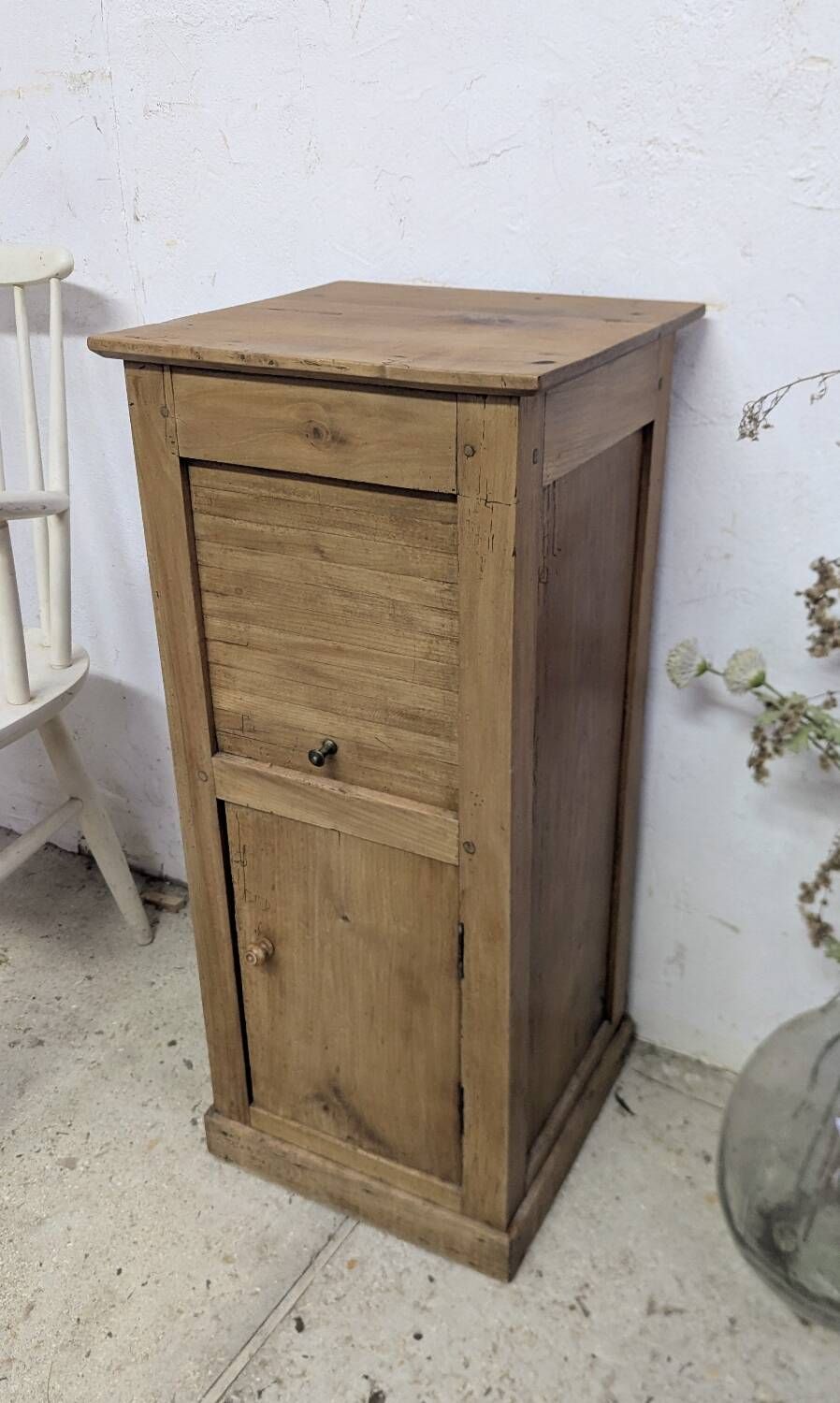 Antique cherry wood curtain bedside table, entrance furniture