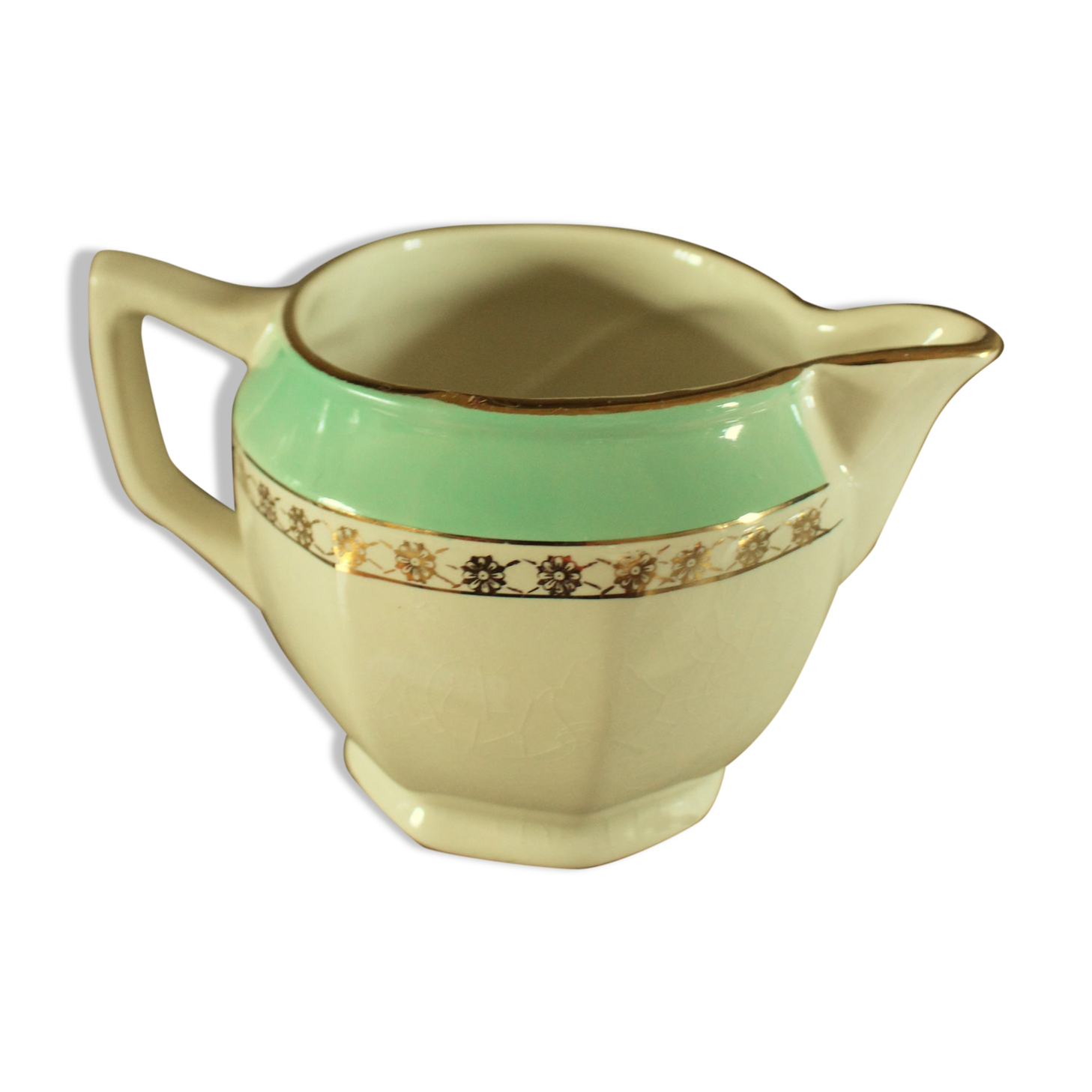 Milk jar Green Gilding Flamenco Opaque Digoin Sarreguemines