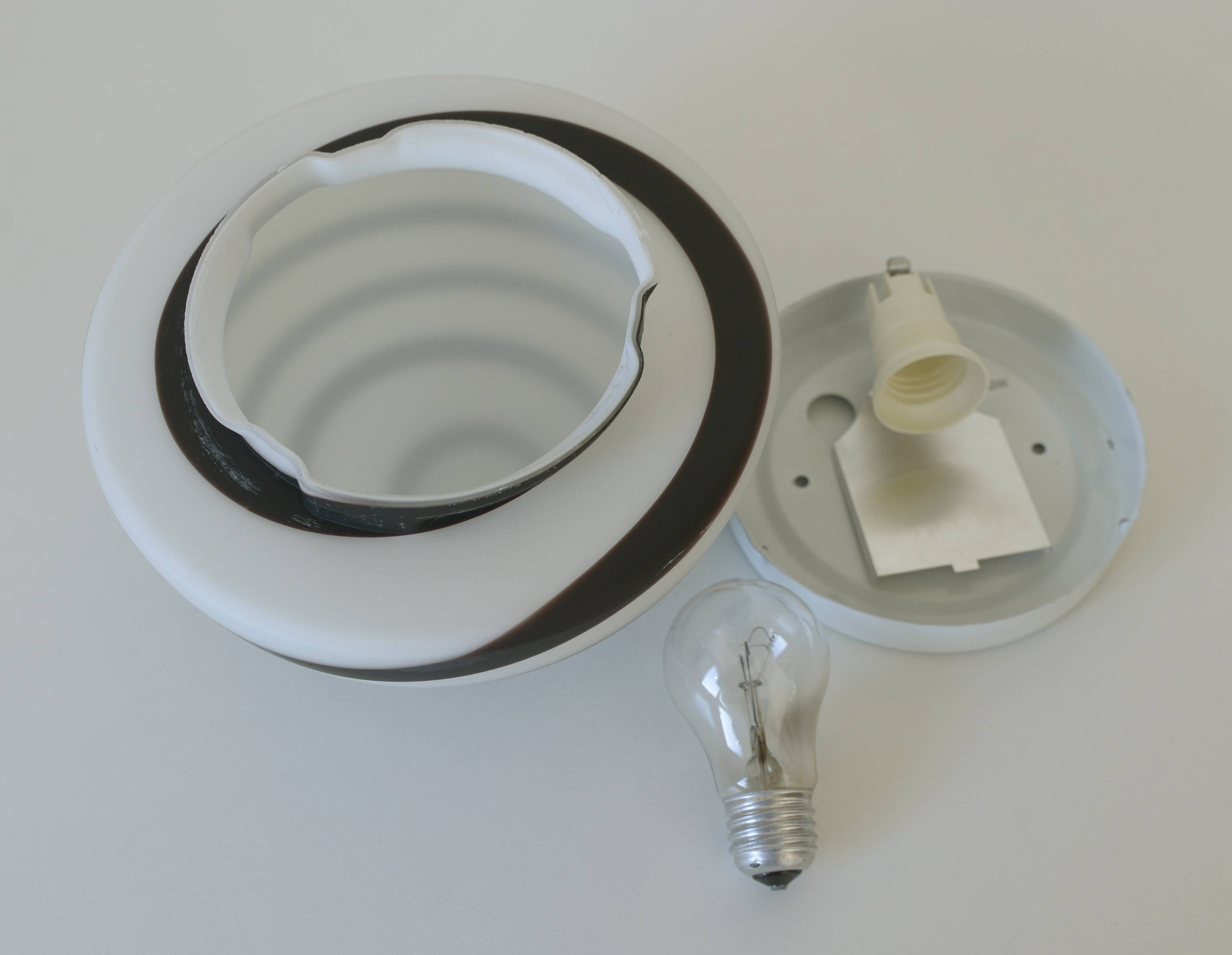 Vintage Sconce Pop Art Black and White  Swirl Glass Wall Lamp Ceiling Light