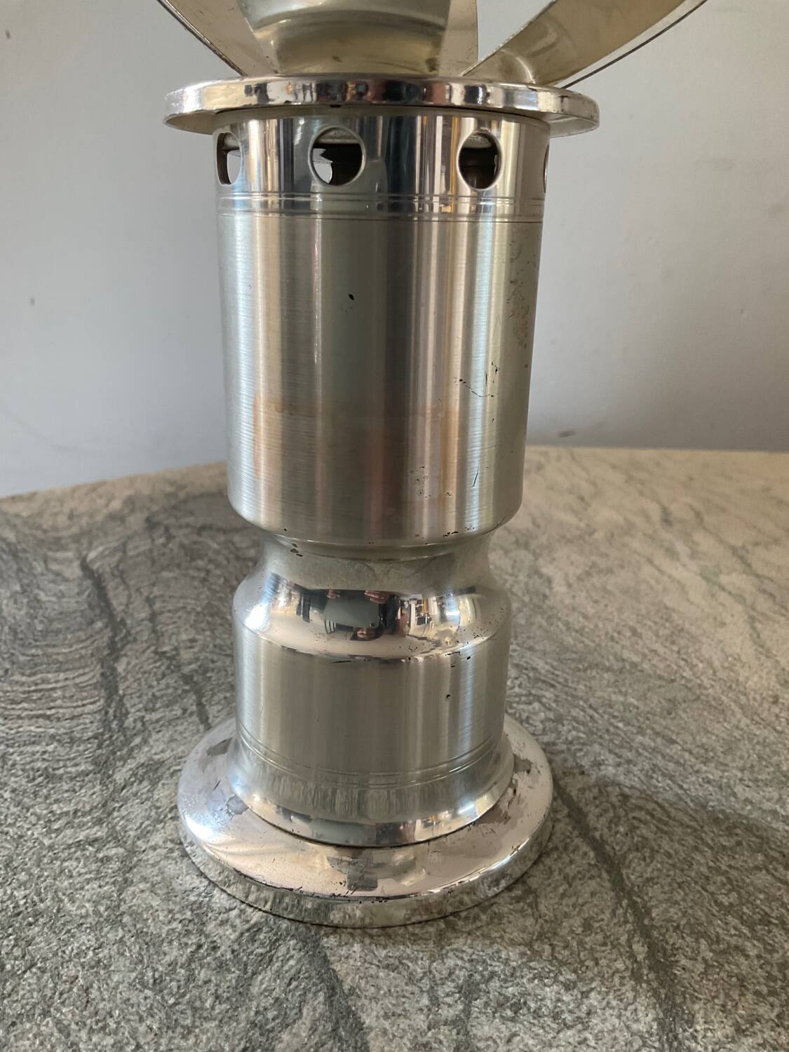 Vintage Lotus candle holder in silver metal